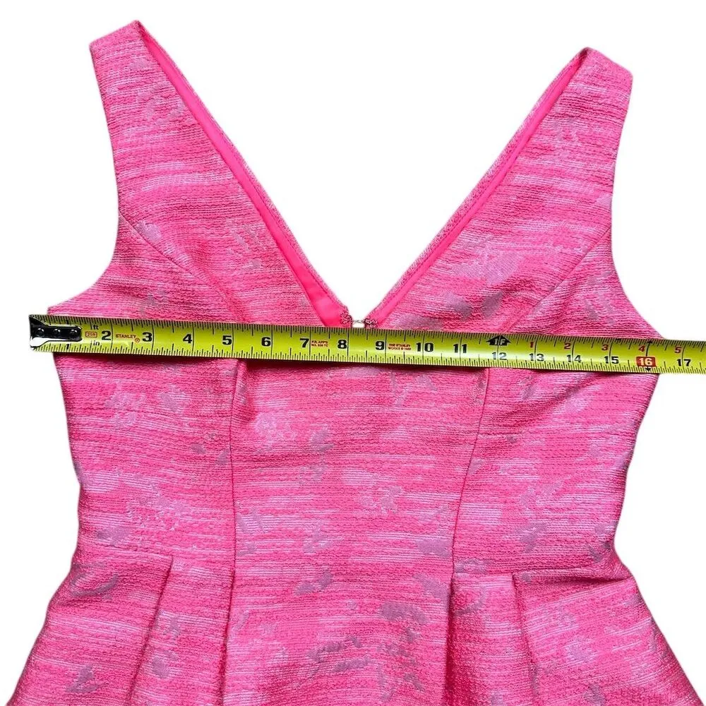 Betsey Johnson Women's Pink Jacquard Structured Mini A-Line Dress Size 4 Tweed - Image 4