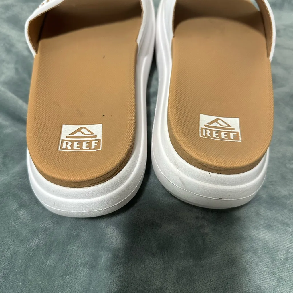Reef Women's White and Tan Slide Sandals - Image 4