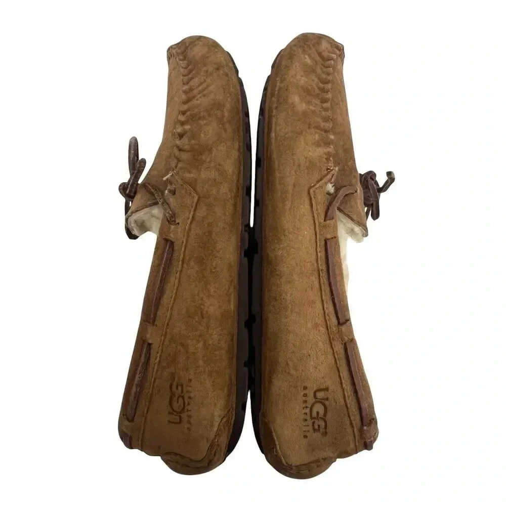 UGG Australia Dakota Suede Fur Lined Slip On Moccasins Loafers Chestnut Womens 8 - Image 5