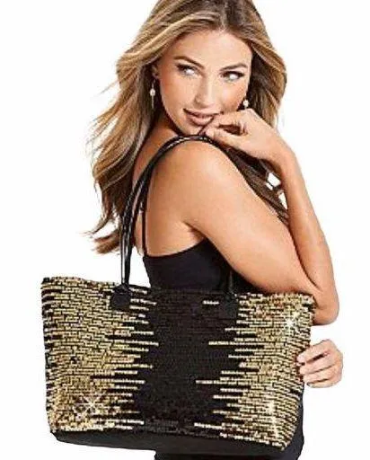 Venus Black & Gold Sequined Tote Bag - Image 5