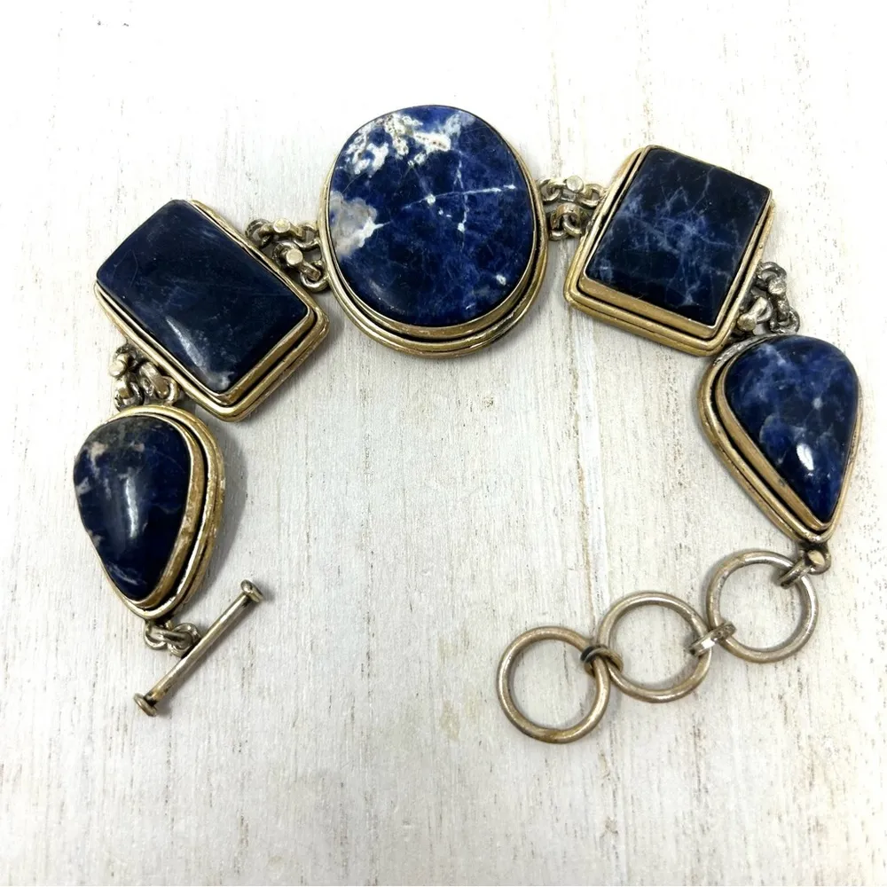 Artisan sterling silver and Lapis Lazuli bracelet - Image 6