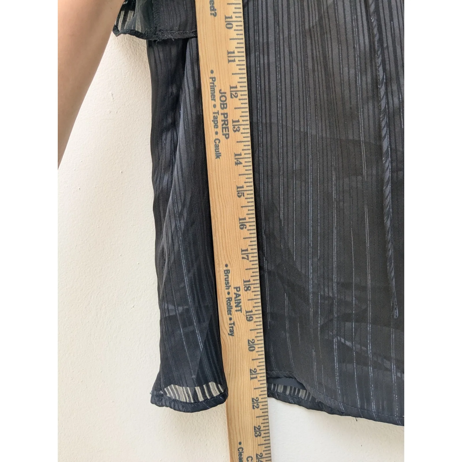 BB Dakota Women's Ruched Blouse Double Ruffle Sleeve Black/Metallic Size Medium - Image 6