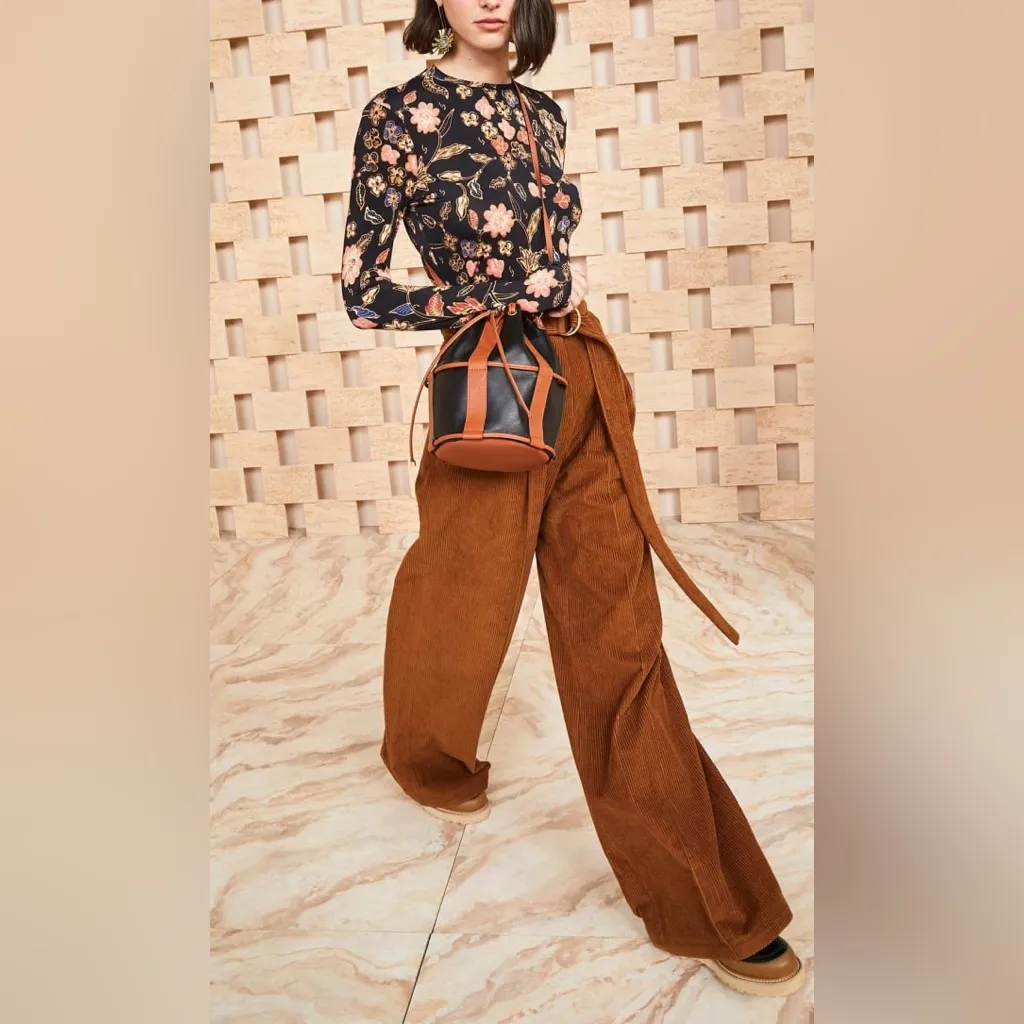 Ulla Johnson Nico Pant Umber Brown Velvet Corduroy Wide Leg Fall Pant Size 2 NEW - Image 3