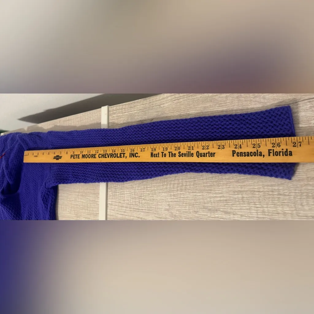 Saks Fifth Avenue Open Knit Cashmere Sweater Purple Scoop Neck Size Medium - Image 5