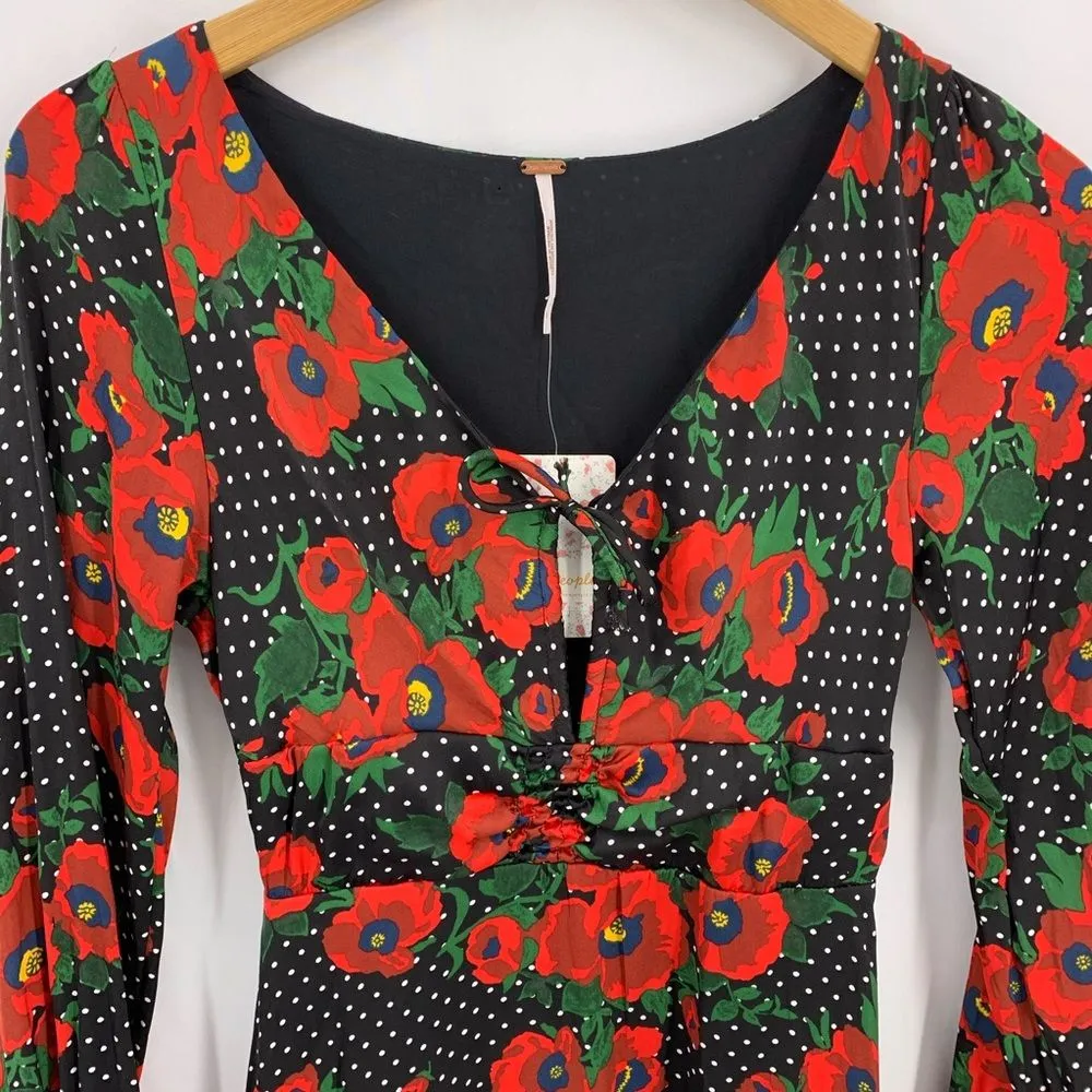 Free‎ People floral satin mini dress size 0 New - Image 5