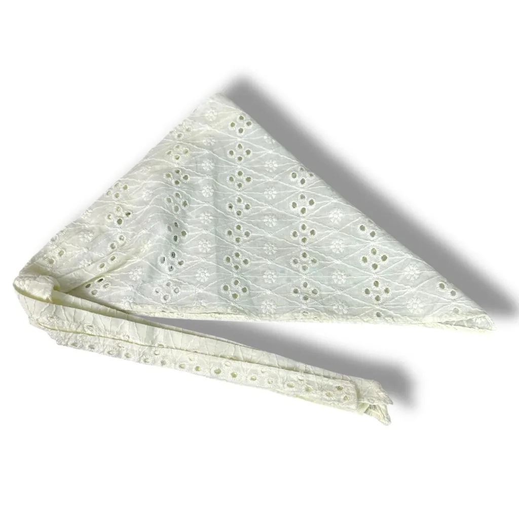 Free People Ethereal Dainty Cottage Bohemian Claro Eyelet Hair Scarf Ivory NWT - Image 5