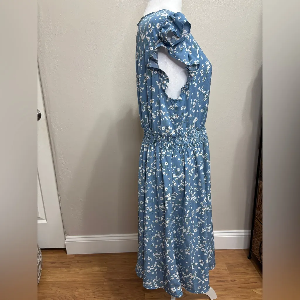 Ditsy Floral Midi Dress Womens XL Cottagecore Soft Girl Coastal Easter Career - Image 5