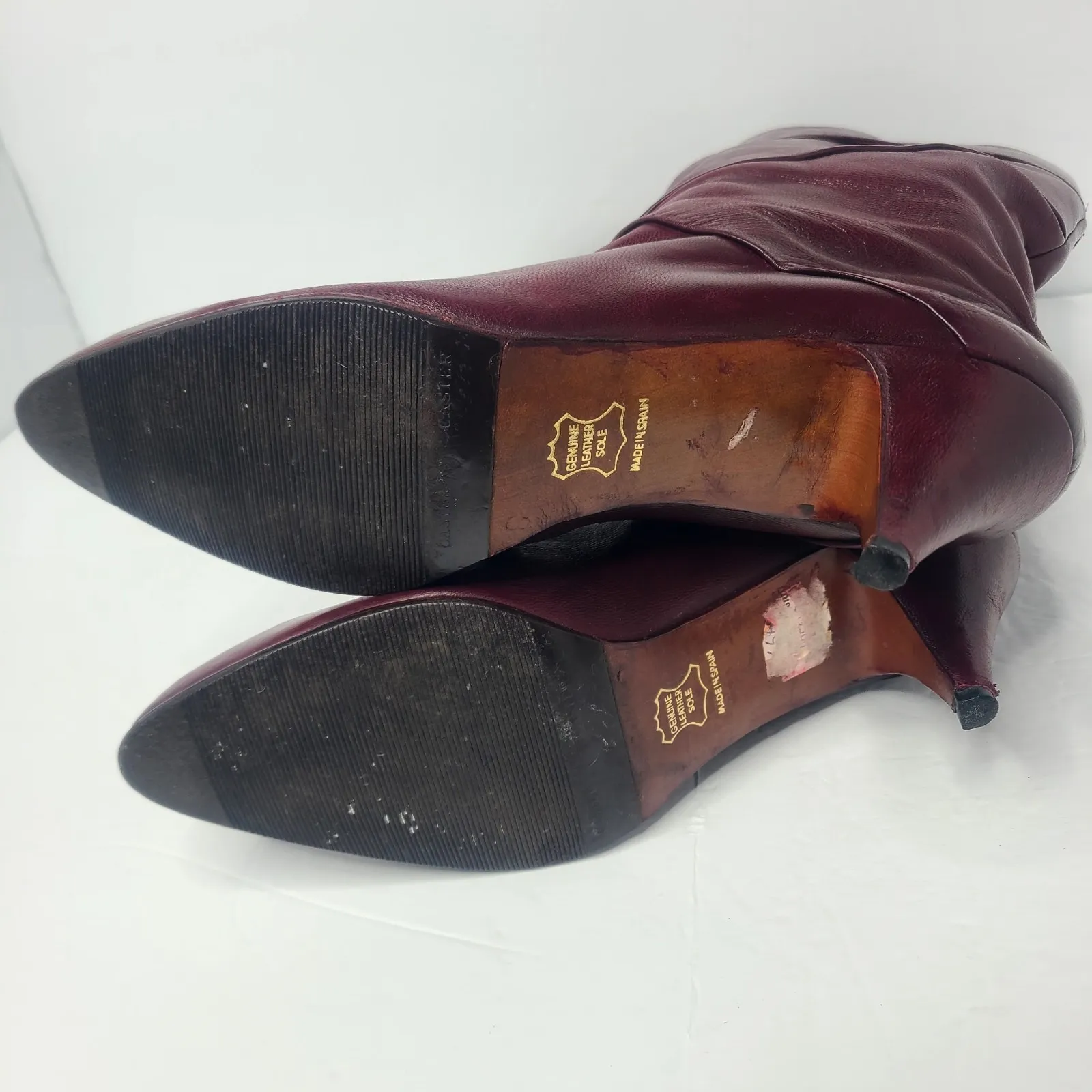 Vtg 80s Joseph Womens Foldover Made In Spain Burgandy Soft Leather Boots Size 8 - Image 6