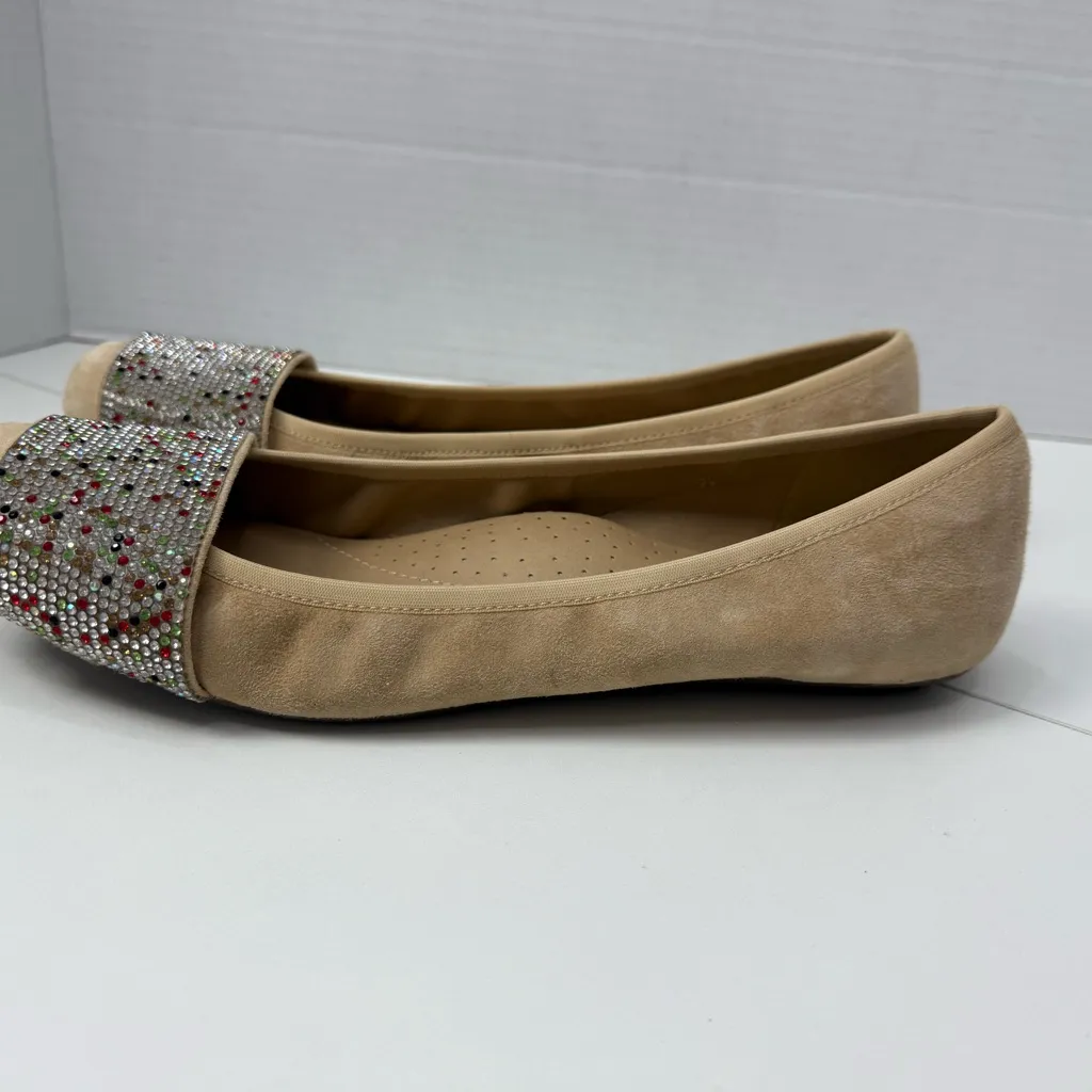 VANELI NABILIA Tan Suede
MultiColor Rhinestone Crystal
Band Flats size 9W - Image 4