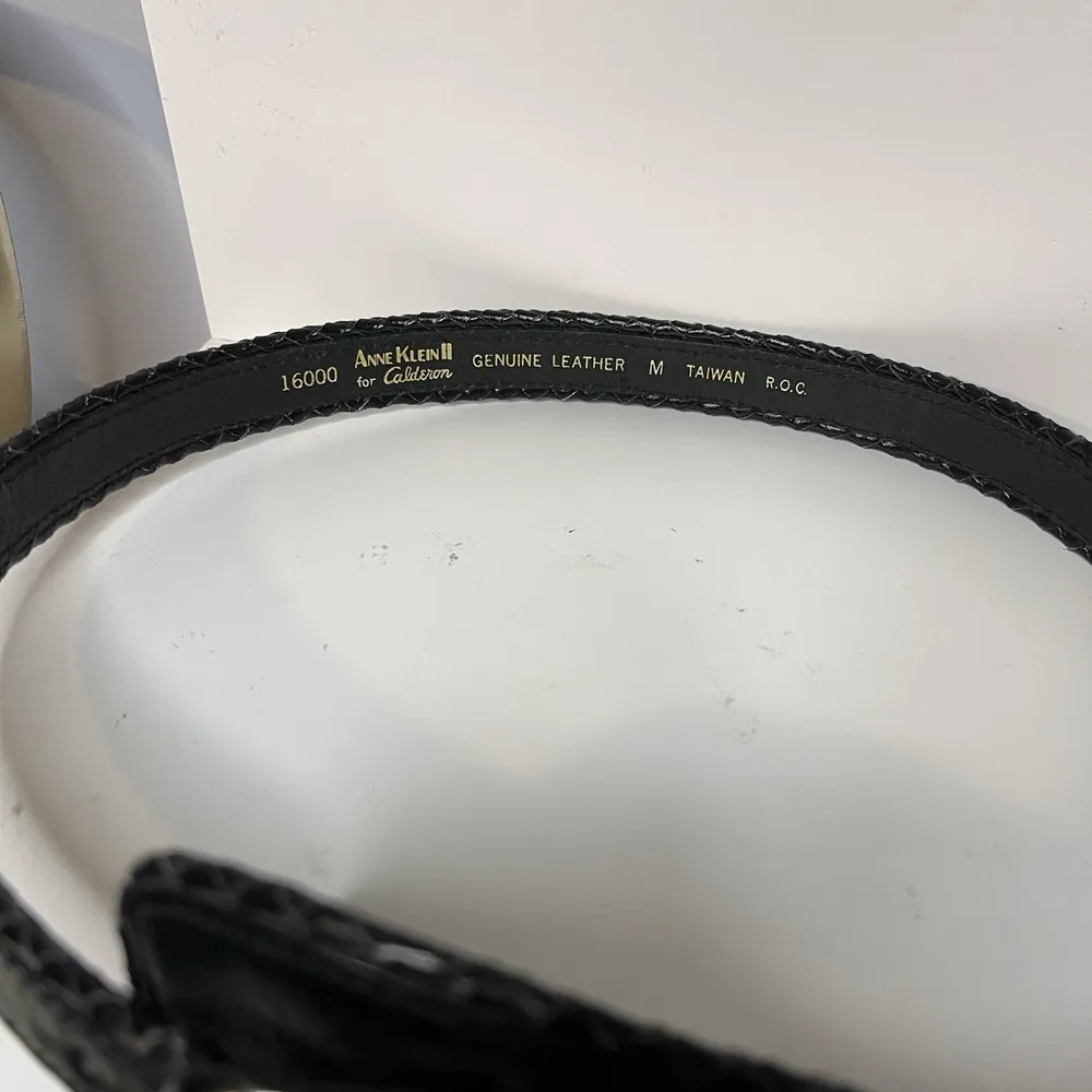 AK Anne Klein For Calderon Genuine Braided  Edge Leather Wide Buckle Belt Boho-M - Image 2