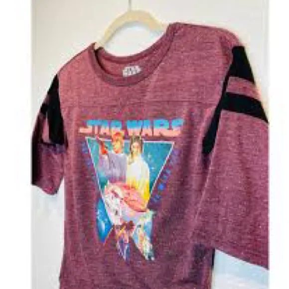 Star Wars Retro Graphic Varsity Tee – Maroon Speckle – Size M Women’s - Image 6