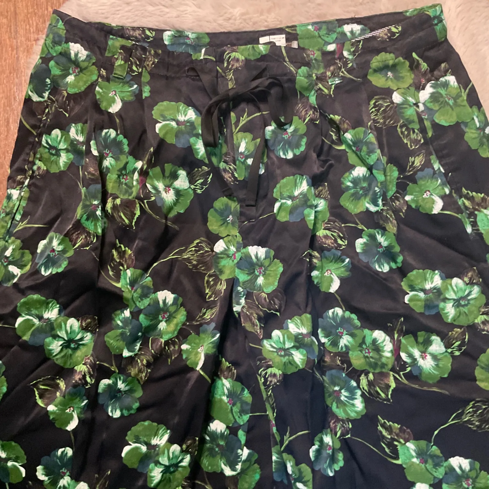 Elevenses Floral Pants Size 8 Green Navy Slacks Womens‎ Anthropologie Trousers - Image 2