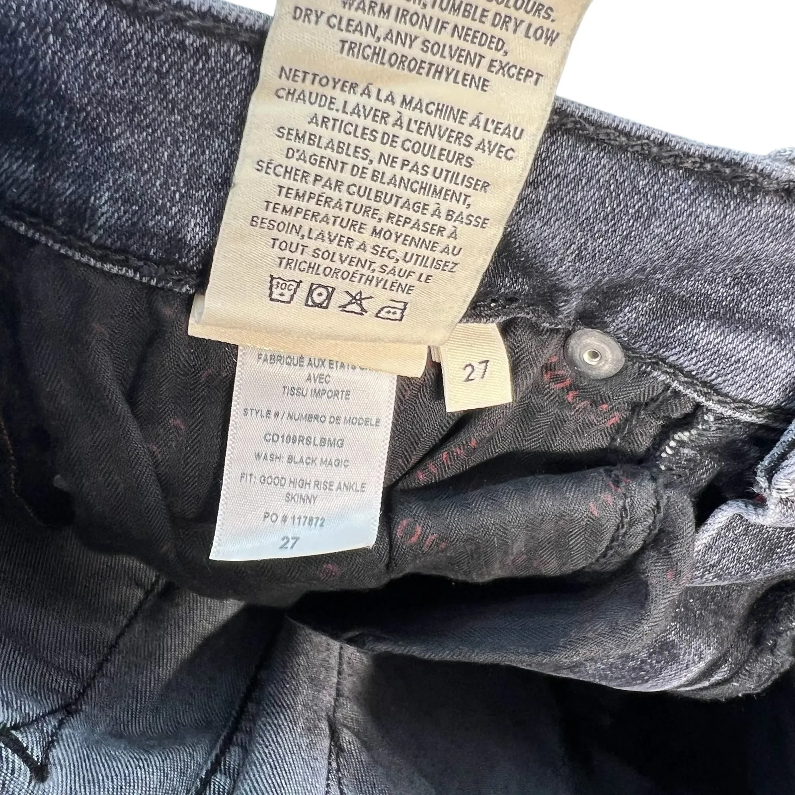 Alice + Olivia Good High‎ Rise Ankle Skinny Jeans Black Magic Wash Size 27 - Image 15