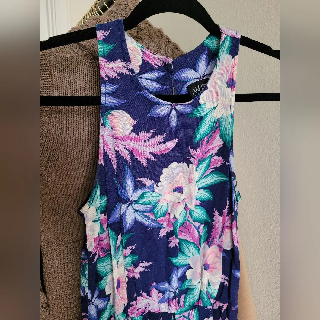 All That Jazz Blue Floral Sleevless Dress w/ Pockets Small - Image 5