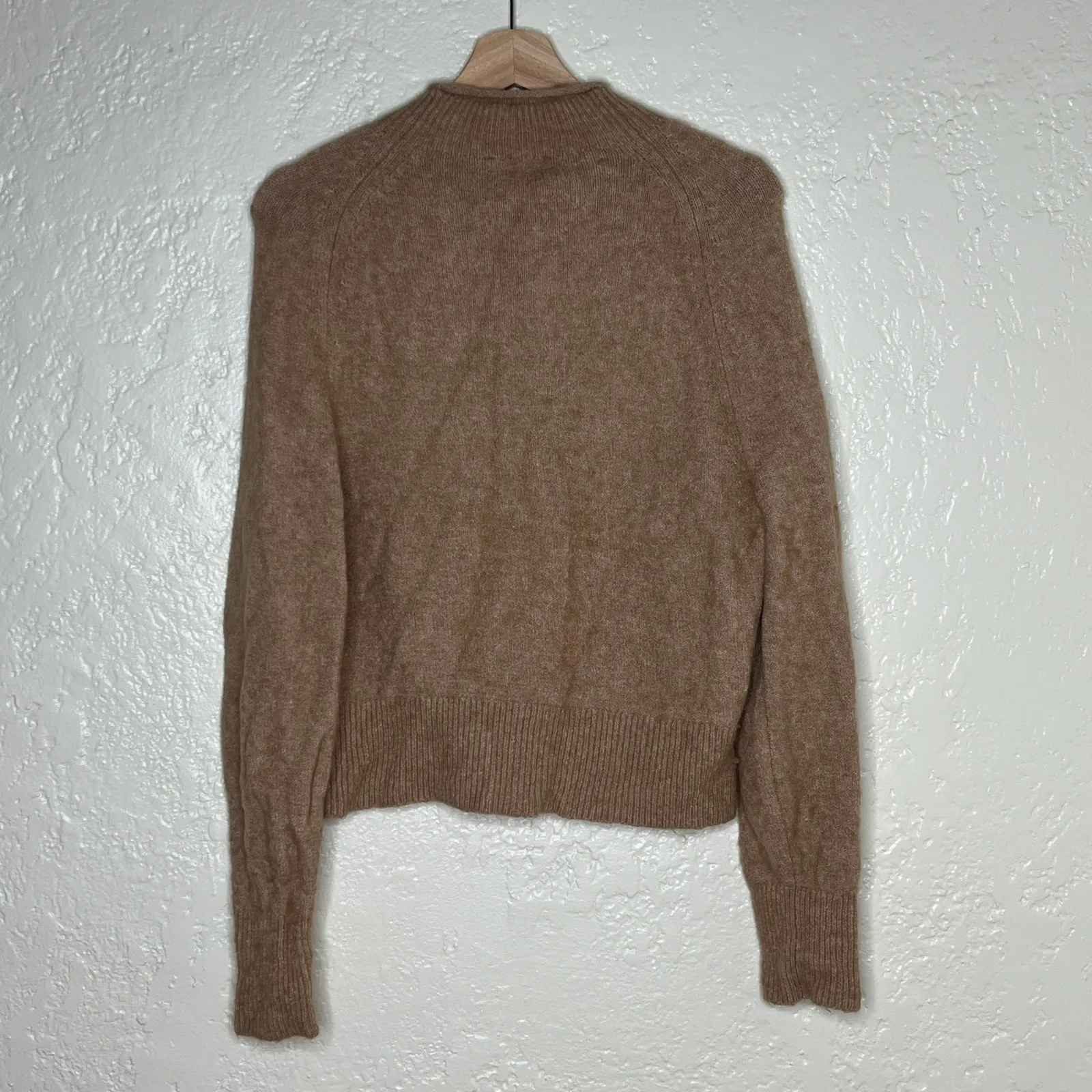 J. Crew Women's Tan Supersoft Rollneck Sweater Boxy Cropped Fit Size Small - Image 2