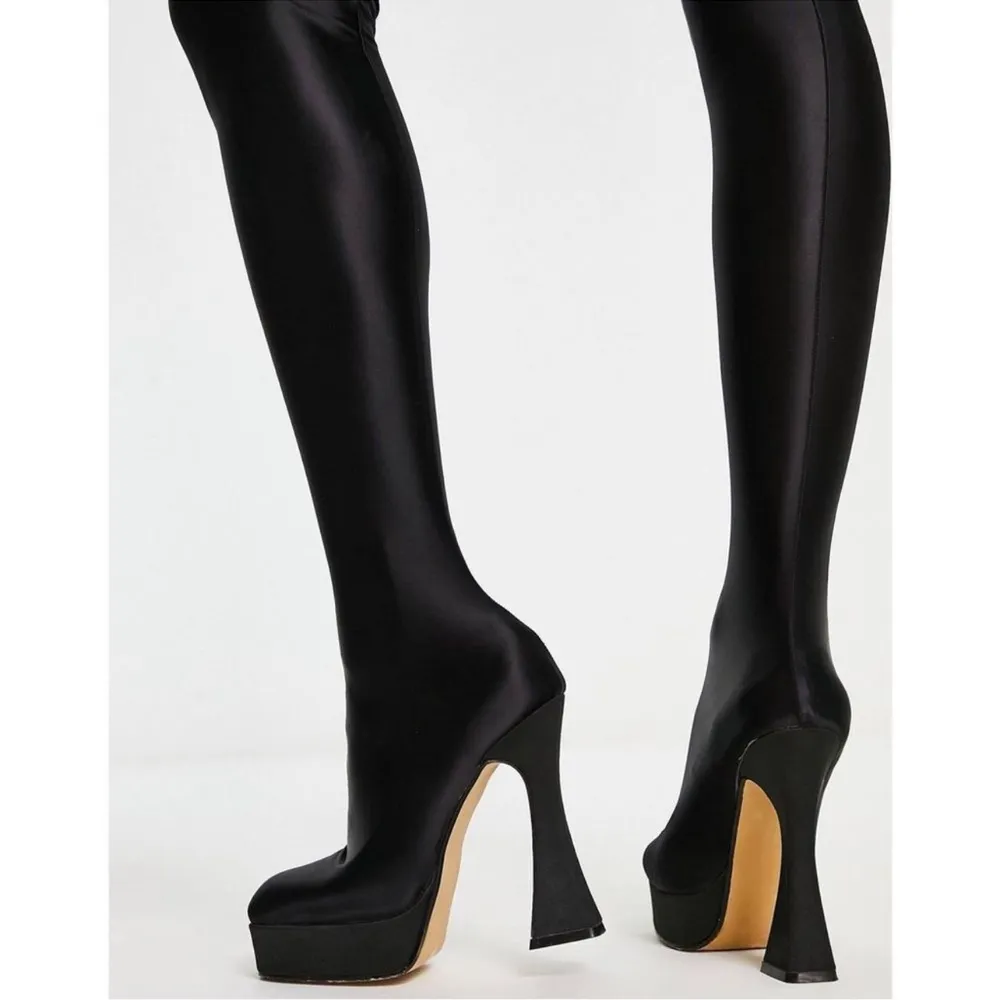 HYPNOSIS SATIN PLATFORM BOOT LEGGINGS SIZE 8.5 - Image 5
