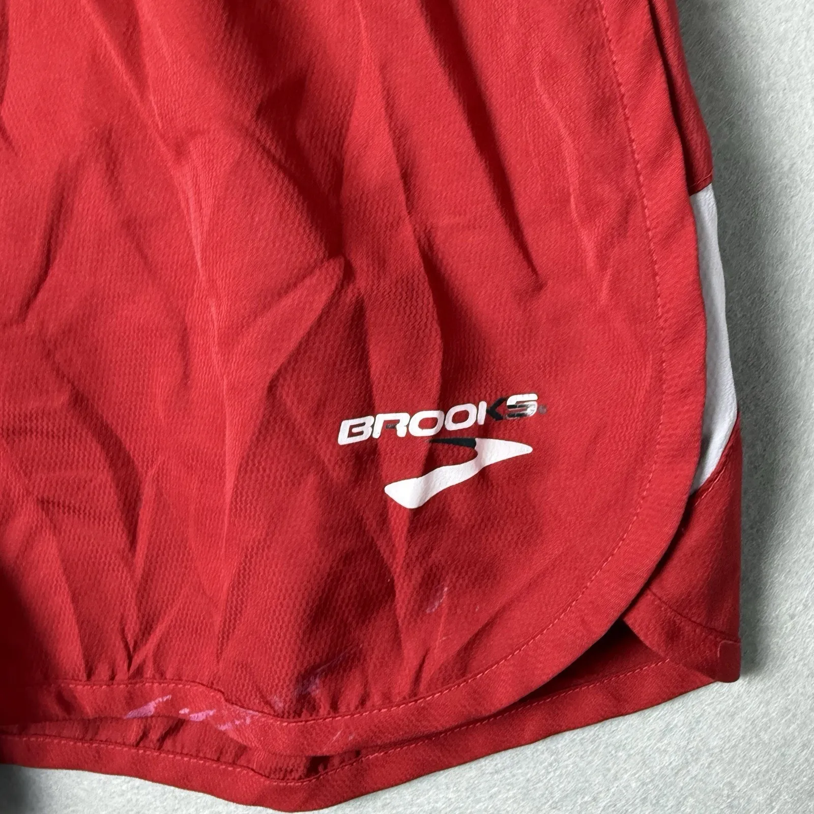 Brooks  Women's Running Shorts Lined Red and White Size M - Image 3