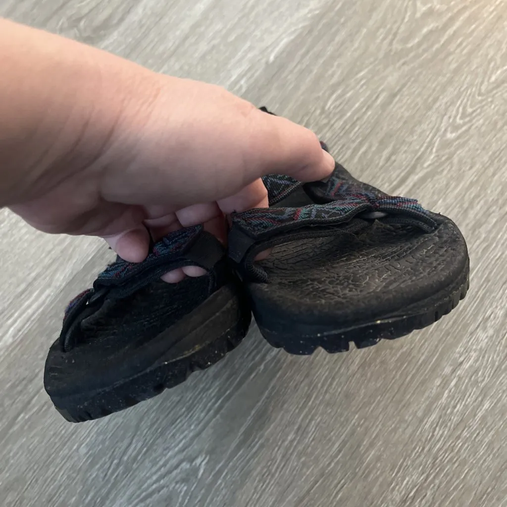 Teva TERRADACTYL Unisex Black Blue Sport Sandals Aztec Print Men's 6 Womens 8 - Image 2