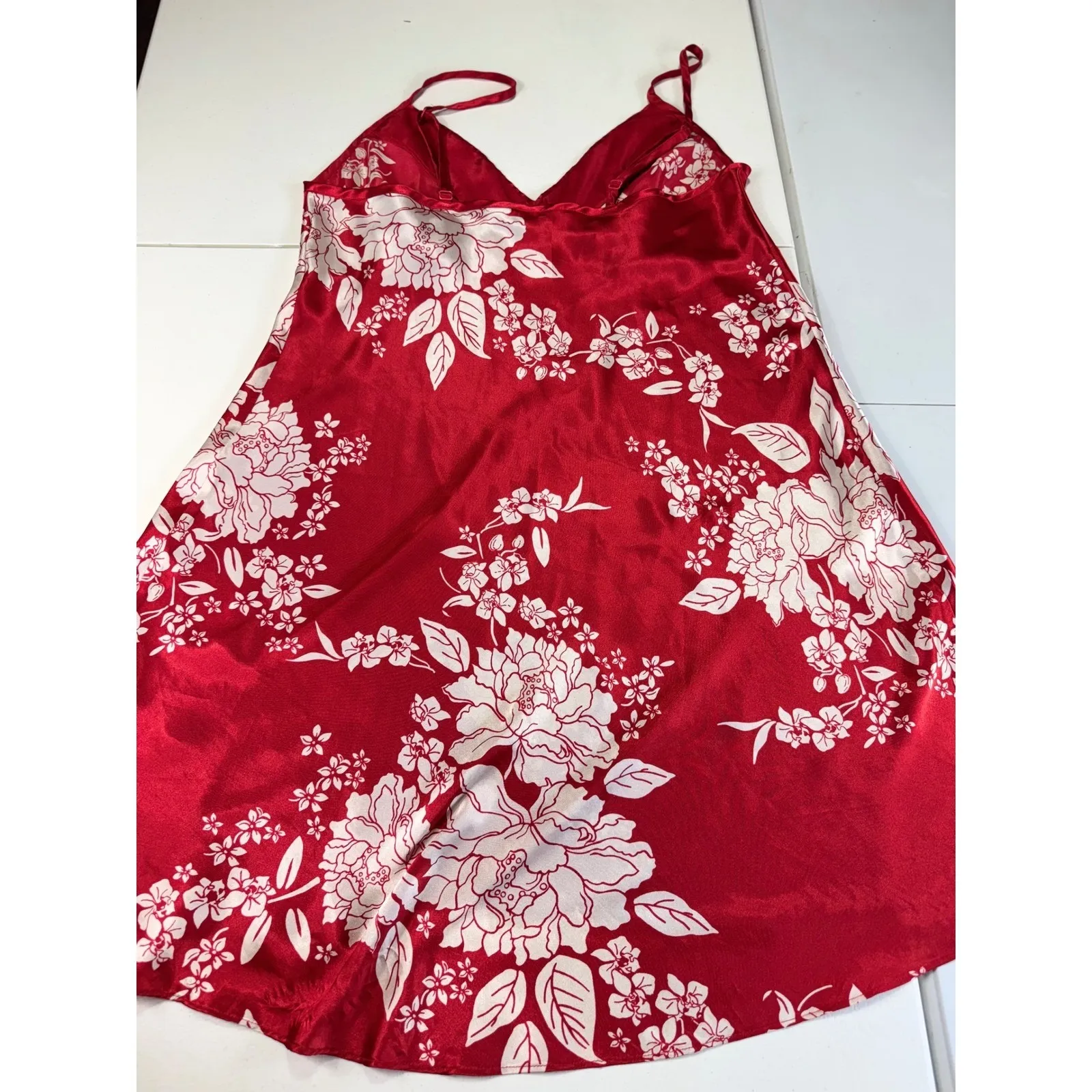 Cacique Red Floral Satin Lingerie Slip Dress Plus Size 14/16‎ - Image 6