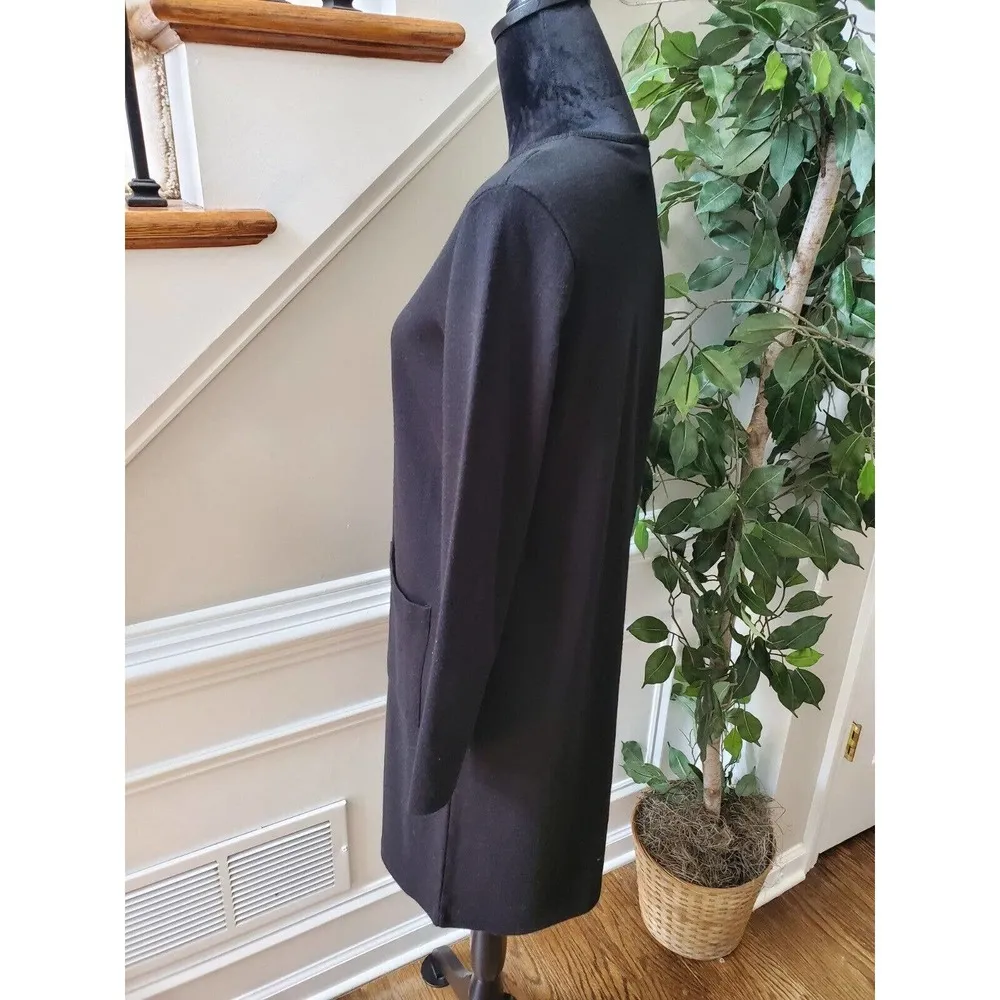 Vintage Nina Leonard Black Acrylic Round Neck Long Sleeve Knee Length Dress PM - Image 7