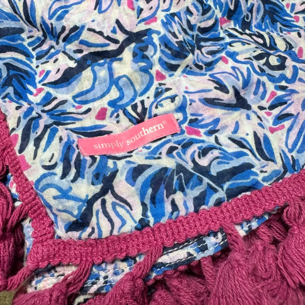 Simply Southern Swim Beach Cover-Up Size S-M Blue & Pink - Image 6