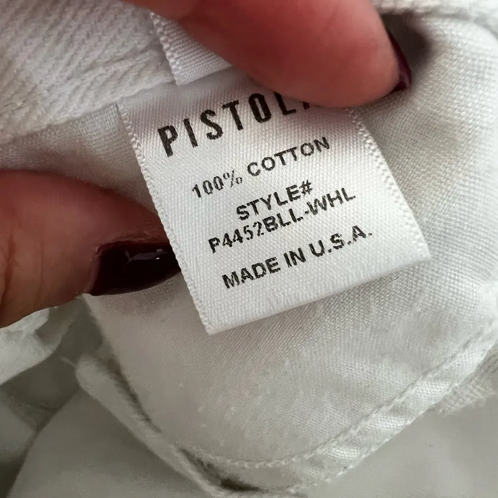 PISTOLA High Waist Distresssed White Mini Denim Shorts Sz 24 - Image 6