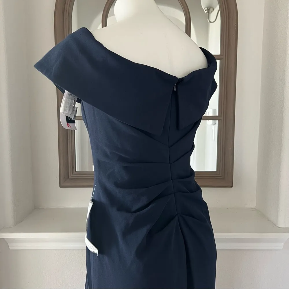 NEW Xscape Off-The-Shoulder Maxi Formal Evening Gown, Navy Petite Size 12 $199 - Image 8