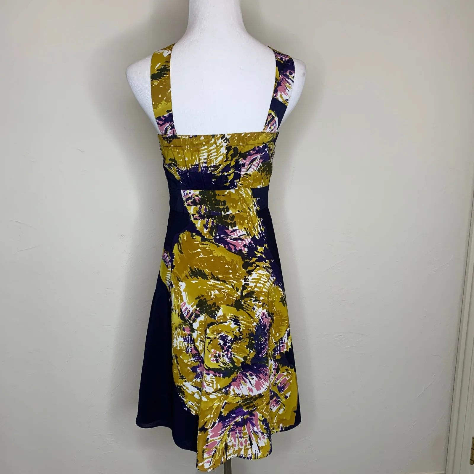 The Limited Halter Twist Neck Dress Gold Purple Sz 0 - Image 3