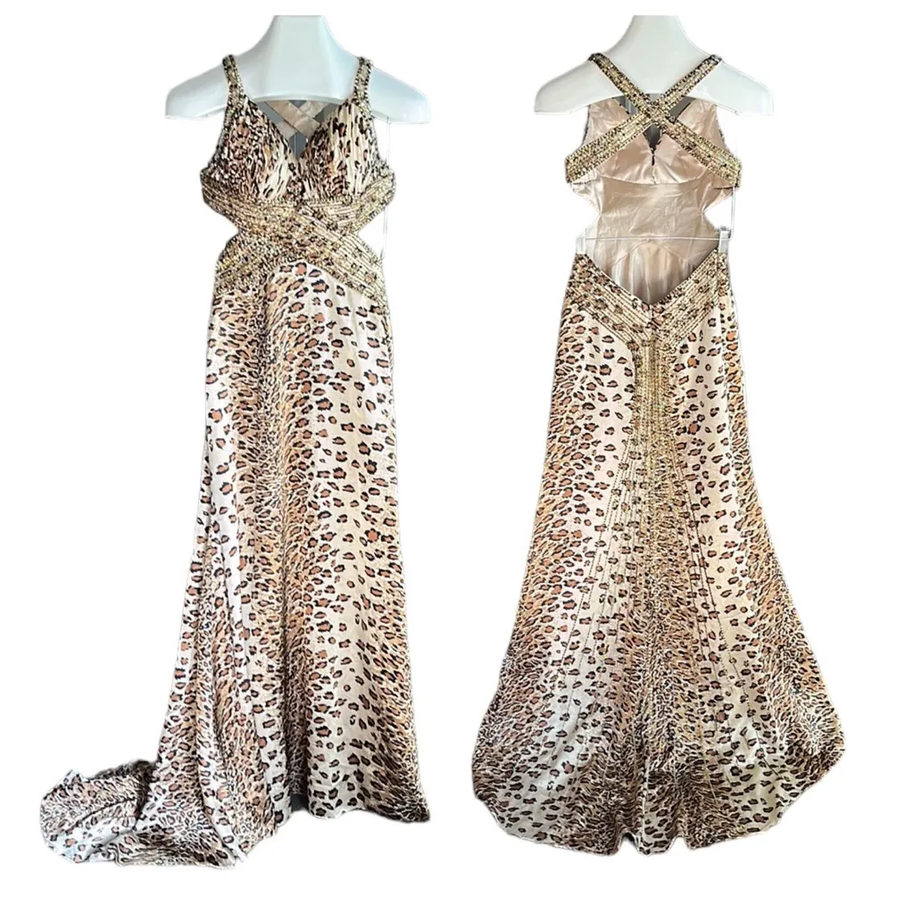 Entice Evening satin prom gown with train Brown Size 4 - Image 3