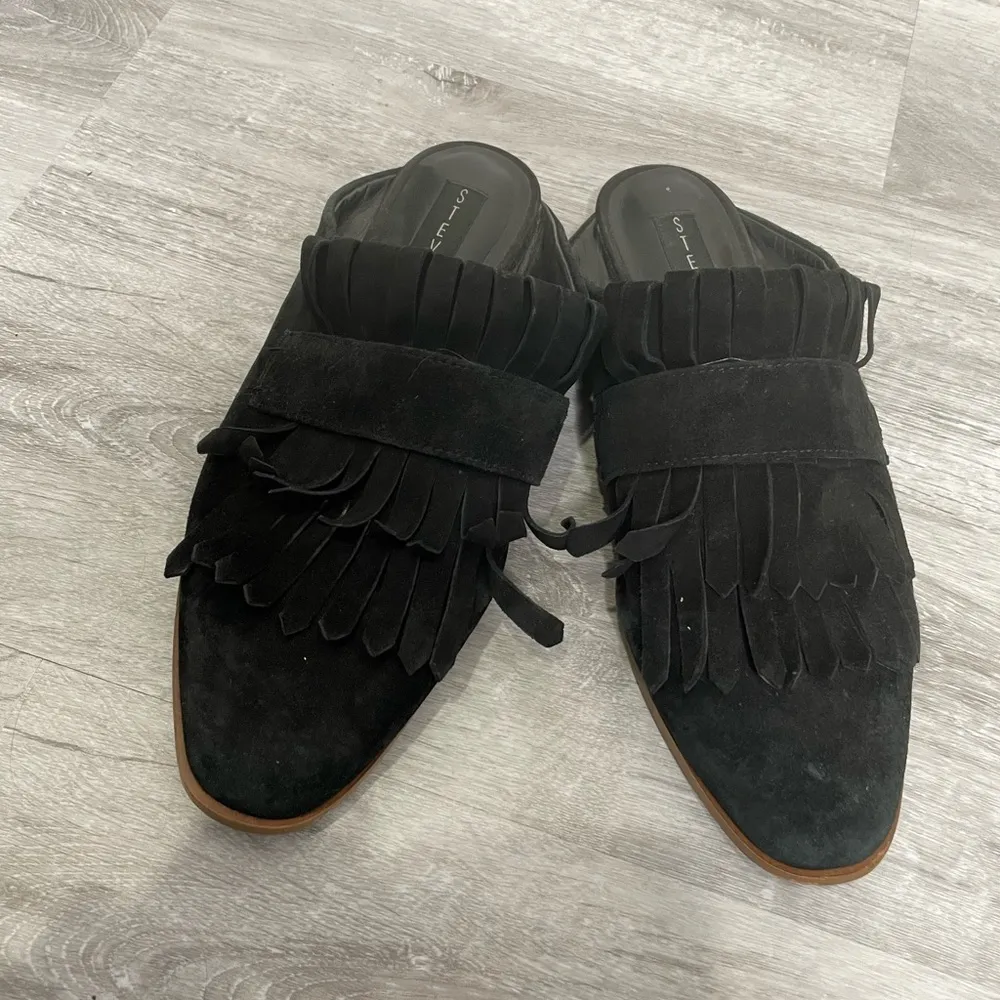 Steven by Steve Madden Adee Black Leather Fringe Loafer Slides 8 - Image 4