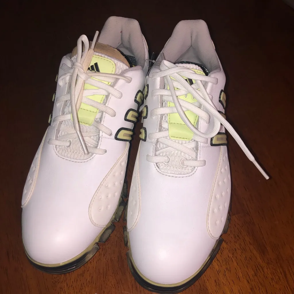 Adidas power and grid‎ white/light green stripes.  Golf shoes 6.5 - Image 2