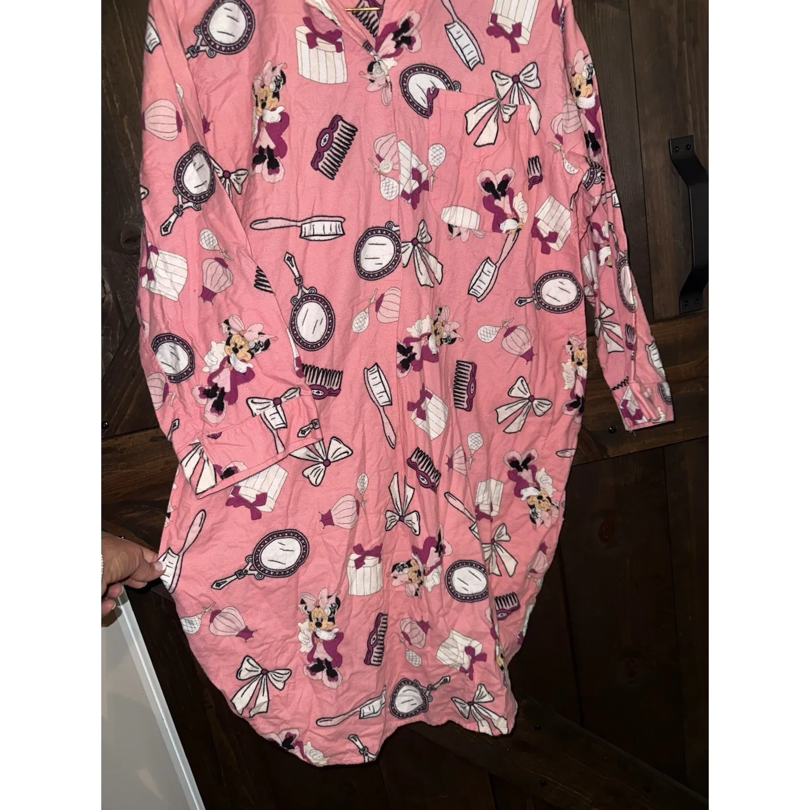 Walt Disney World VTG Sleepwear Women's Medium Minnie Mouse Pink Dress Nightgown - Image 2