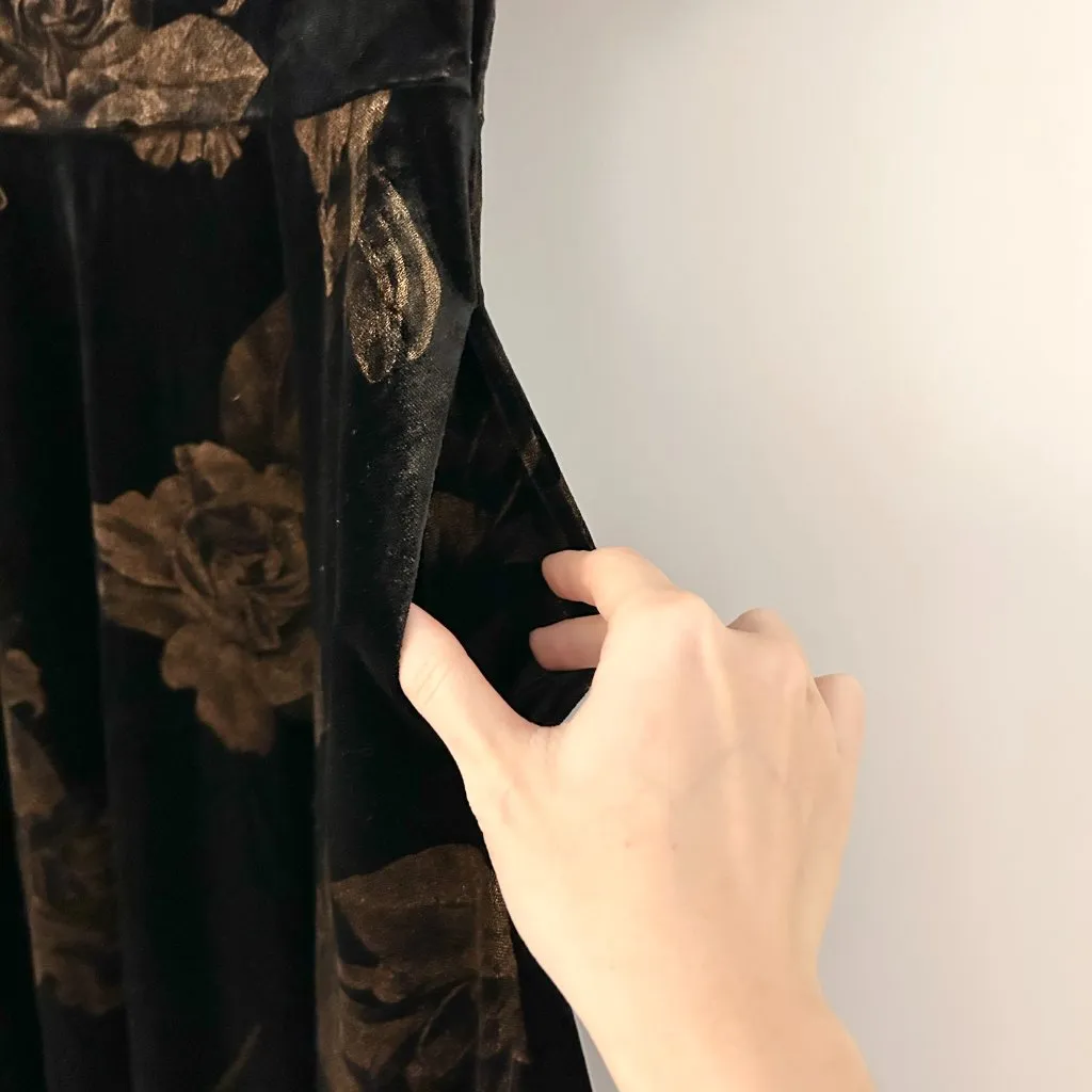 Baltic Born Janna Velvet Midi Dress in Black Bronze Floral Size M NWOT - Image 14