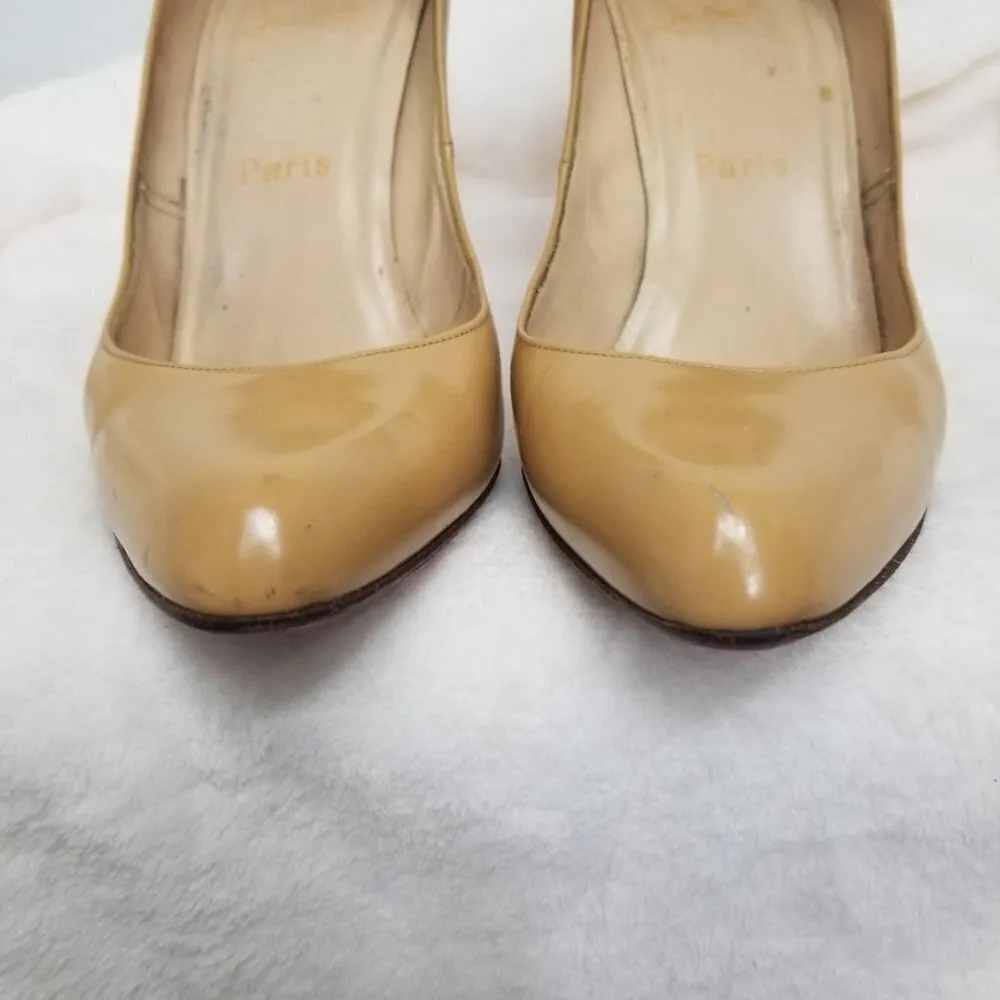 PRICE DROP-Christian Louboutin camel color Patent Leather heels - Image 3