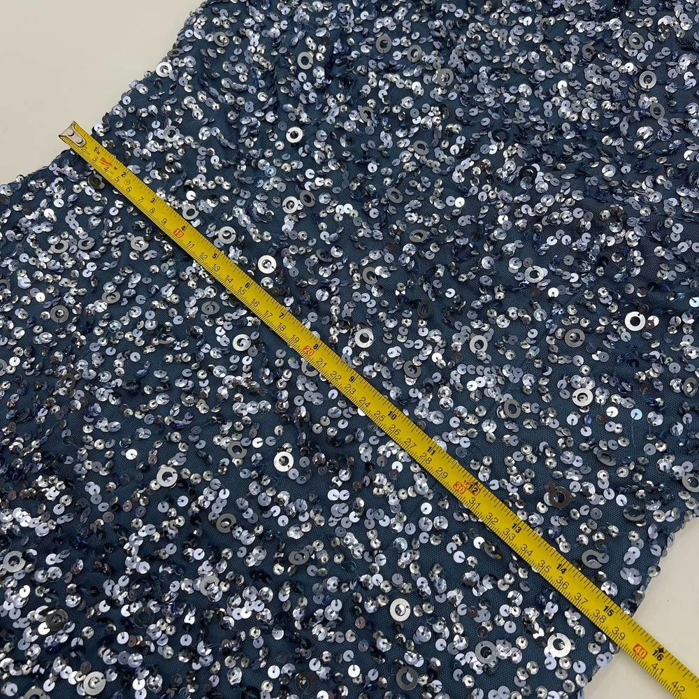 Adrianna Papell Stretch Sequin Blue Silver Mini Dress Cocktail Party New Years - Image 6