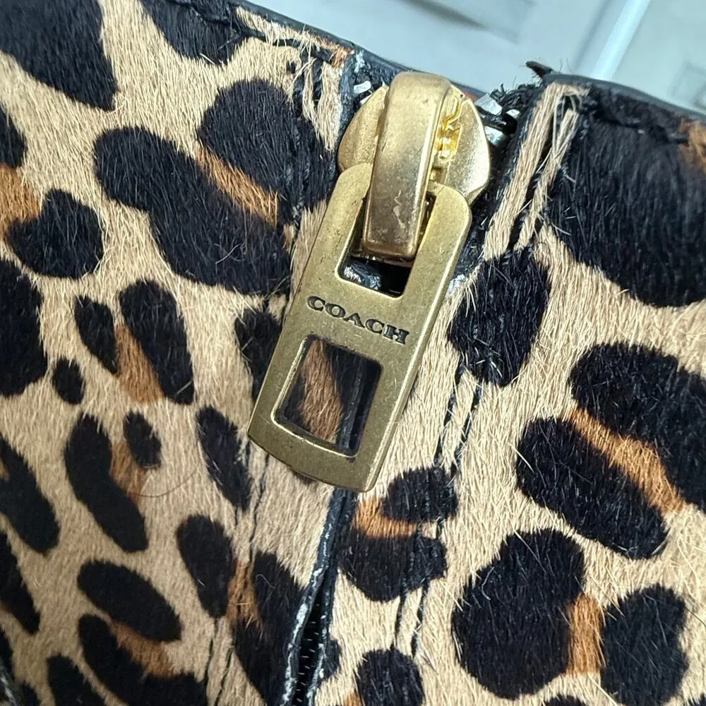 Coach Size 6.5 Leopard Print Calf Hair Booties - Image 8