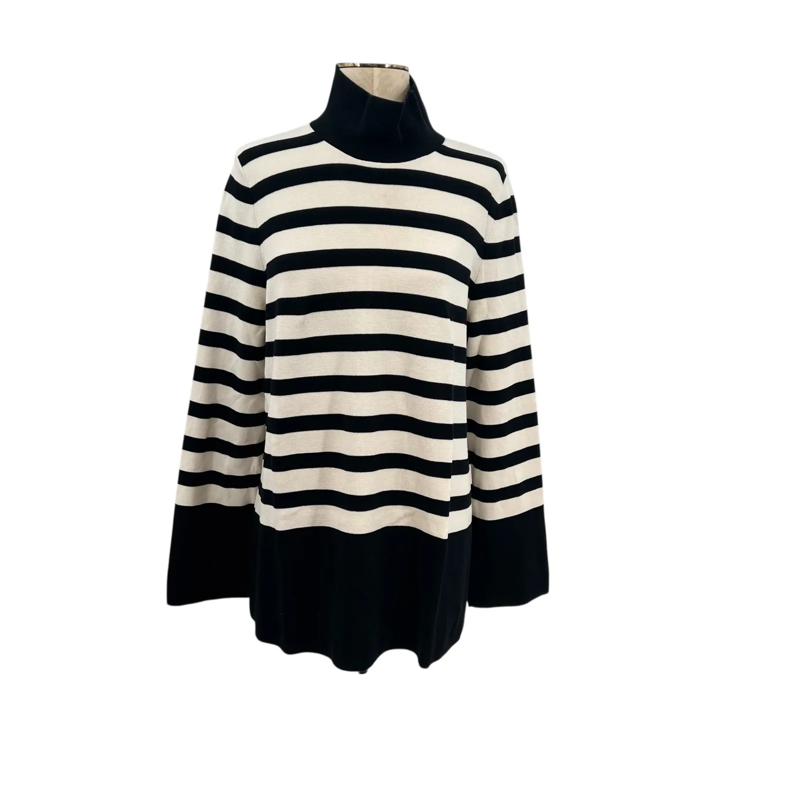 COS A-Line Roll Neck Top Sweater Striped Black Cream Size‎ Small - Image 3
