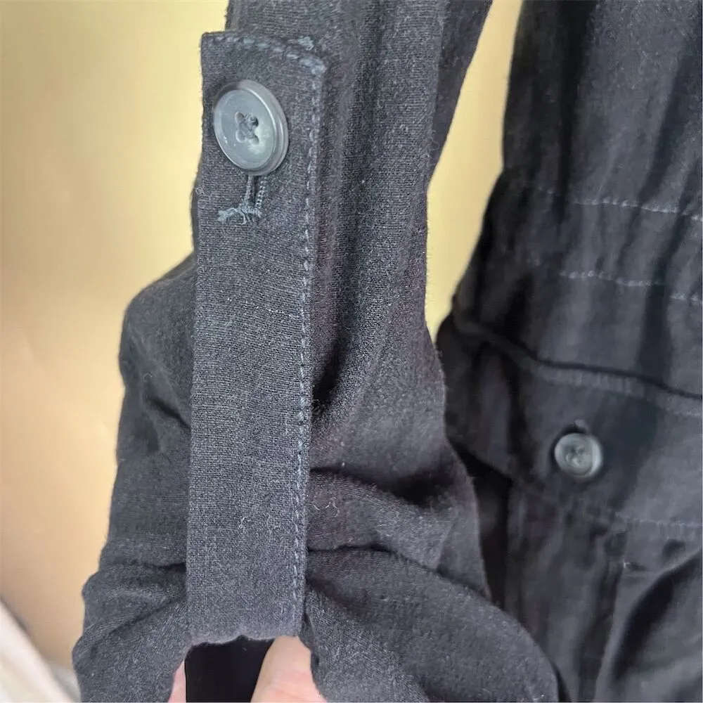 Free People Charly Blazer Midnight Black Size Medium Linen Boho Jacket‎ - Image 10