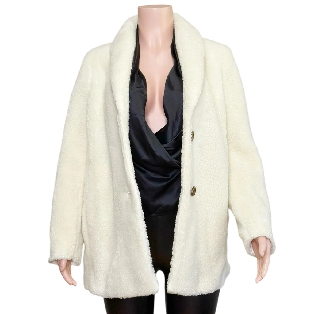 J.CREW FACTORY Shawl Fleece Coat, Off White, Small White - Image 11