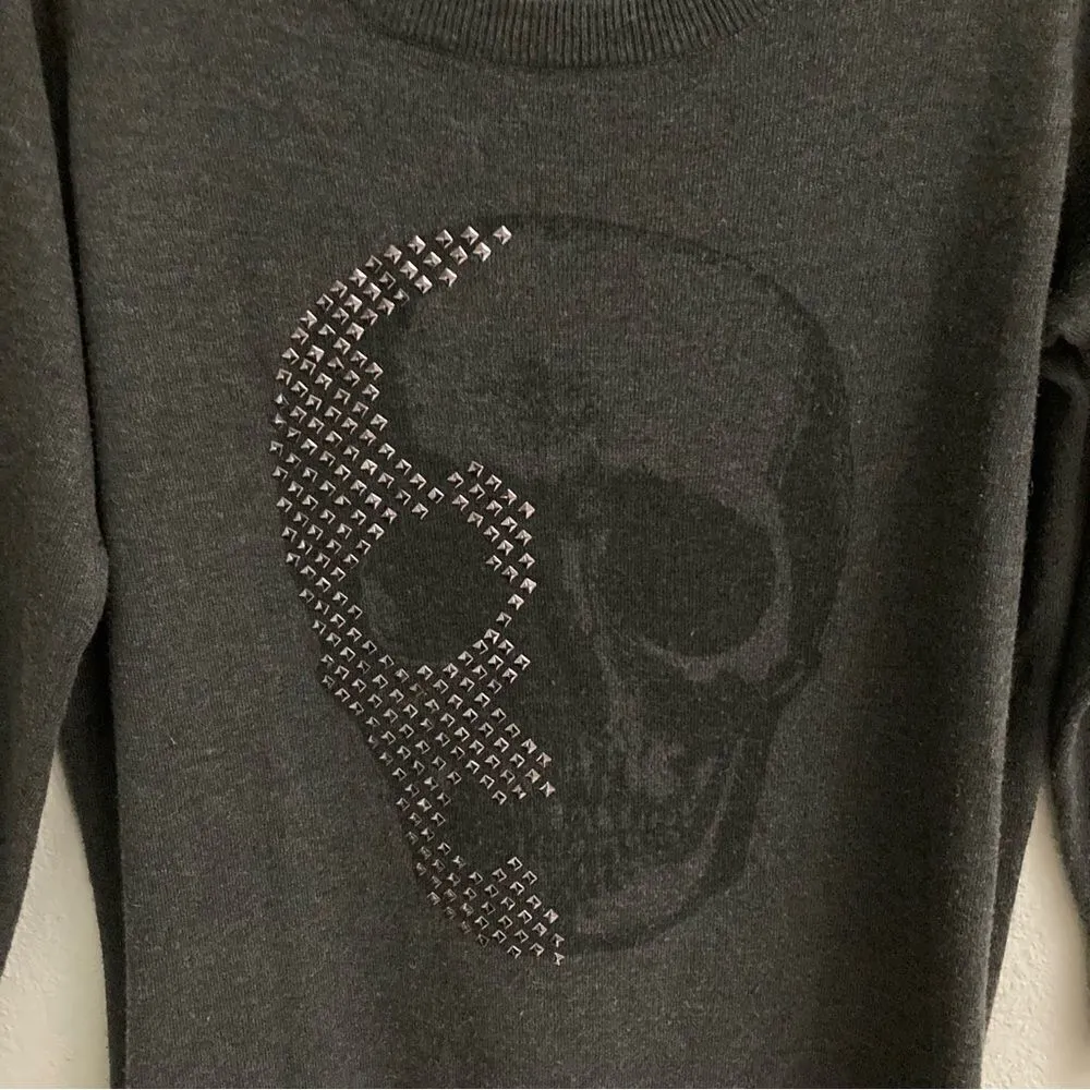 Torrid studded skull gray scoopneck sweater 12 - Image 3