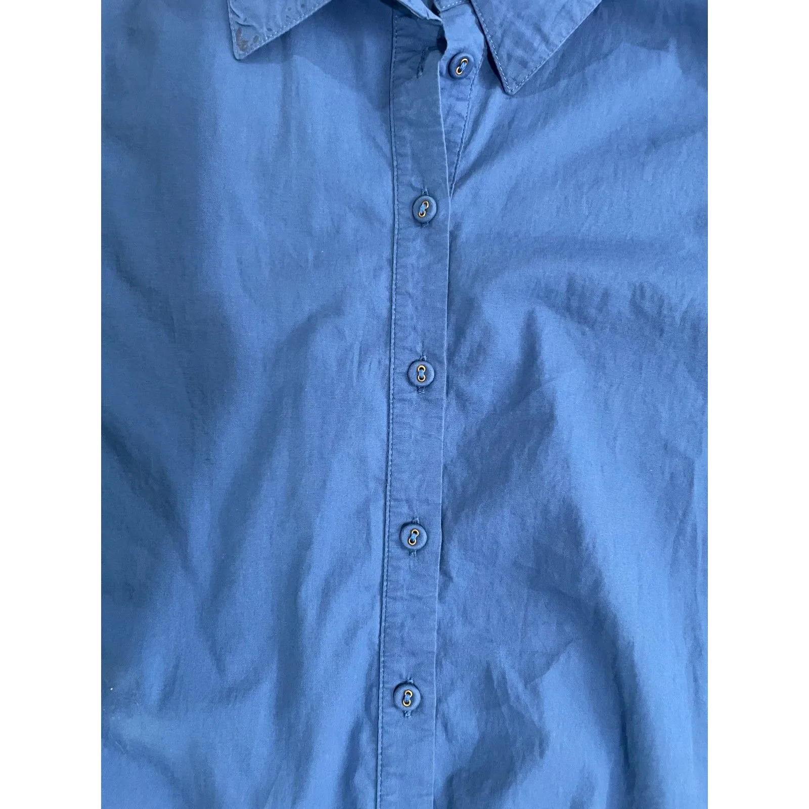 Ramy Brook Women's Large Poplin Blue Long Sleeve Collard Button Down Shirt - Image 7