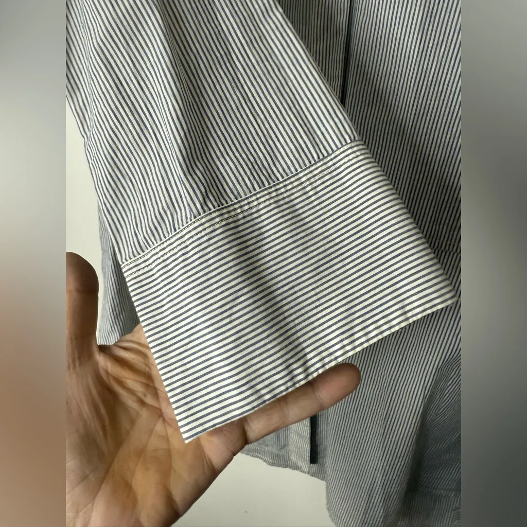 All saints Floria blue, white striped cold shoulder button-down shirt dress M - Image 5