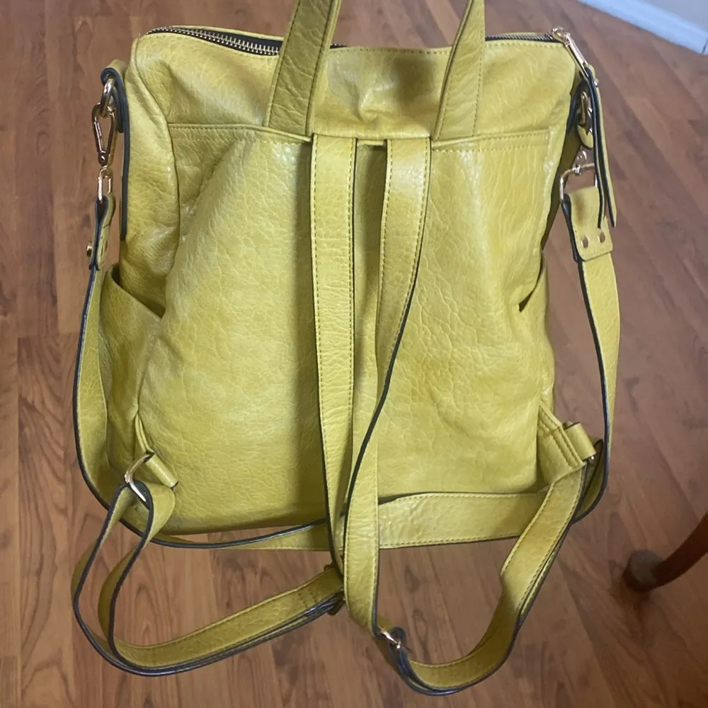 Not Rated  Yellow Leather Backpack - Image 6