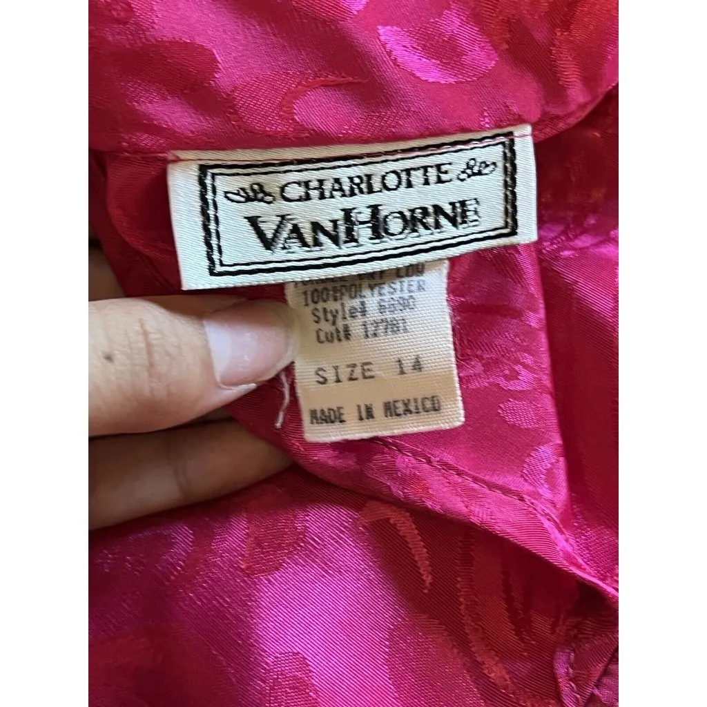 Charolette VanHorne Pink Blouse Size 14 Vintage Formal Classic Gala‎ Designer - Image 3