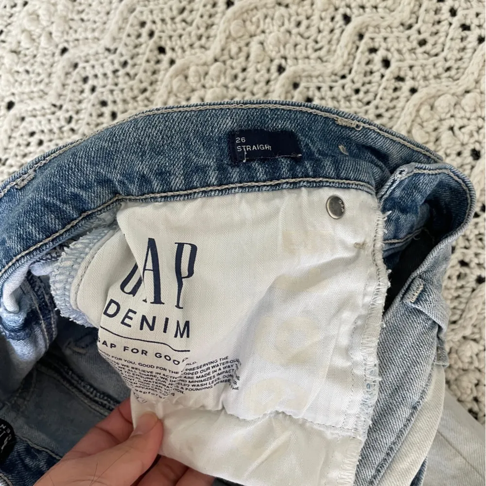 Gap Two Tone High Waisted Straight Leg Denim Jeans Light/Medium Wash (Size 26) - Image 7