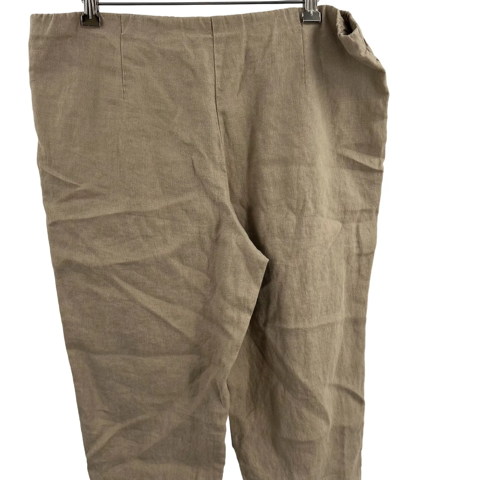 J Jill Tan Linen Slim Crop‎ Pure Jill Pant Size Small - Image 4