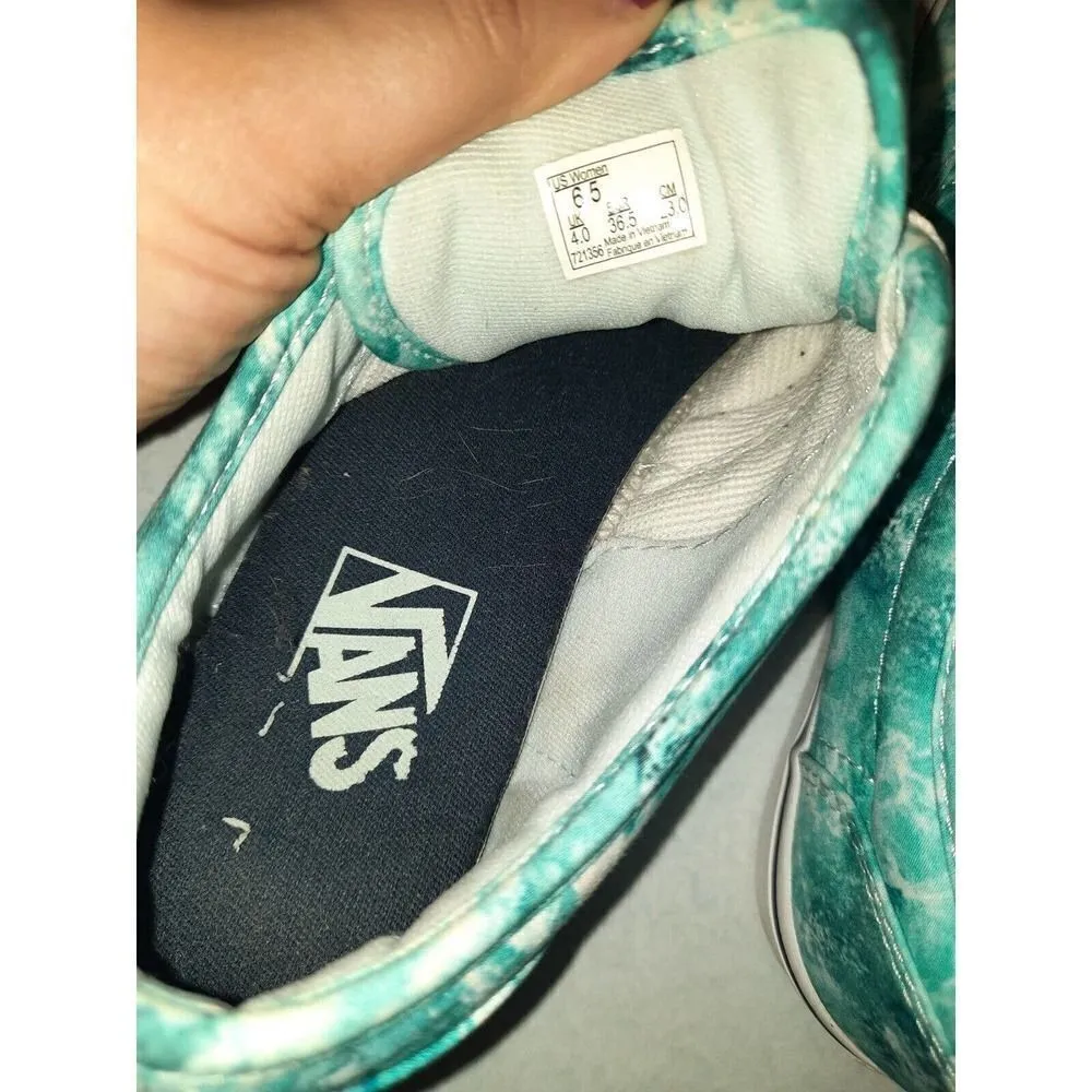 Vans Blue Teal White Tie Dye Ocean Lace Up Sneakers Women's Size 6.5 - Image 3