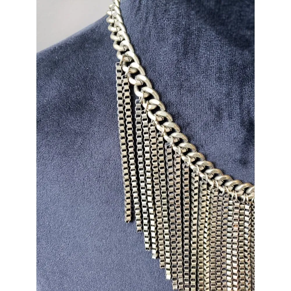 Women's Statement Necklace Gold Tone Fringe Chain Lobster Clasp Jewelry - Image 4