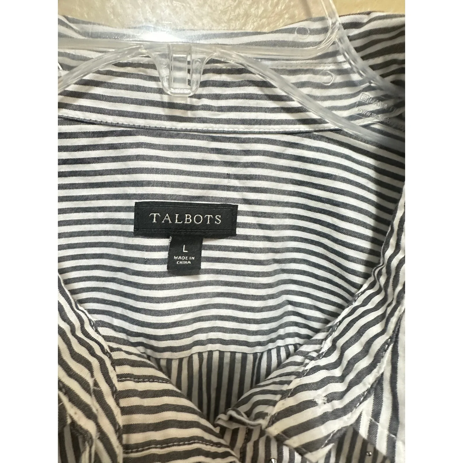 Talbots Women's Large L Long Sleeve Button‎ Down Striped Cotton Shirt Top - Image 2
