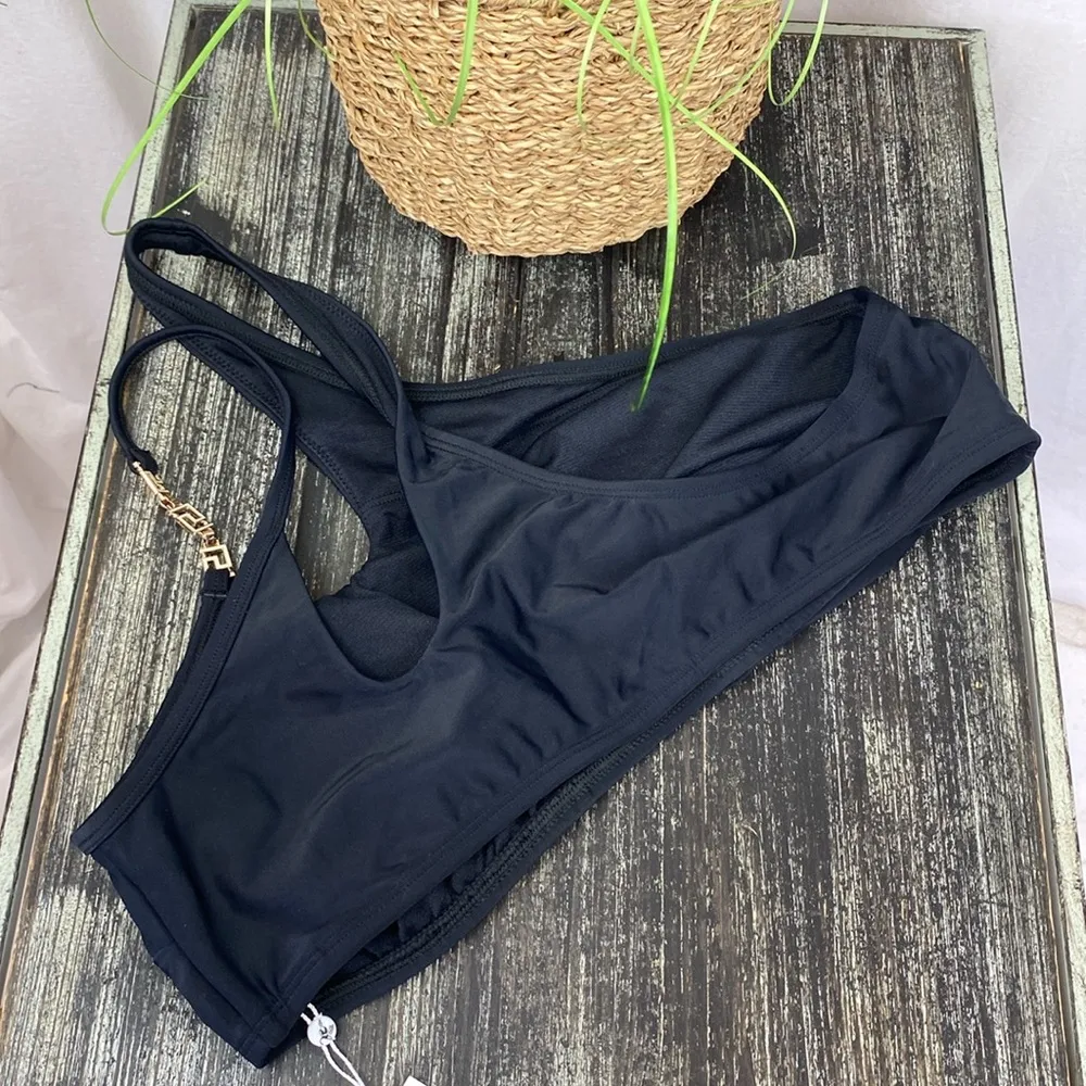 Cupshe X Stassie Black Oasis Chain 1 Shoulder Bikini Top NEW L - Image 4